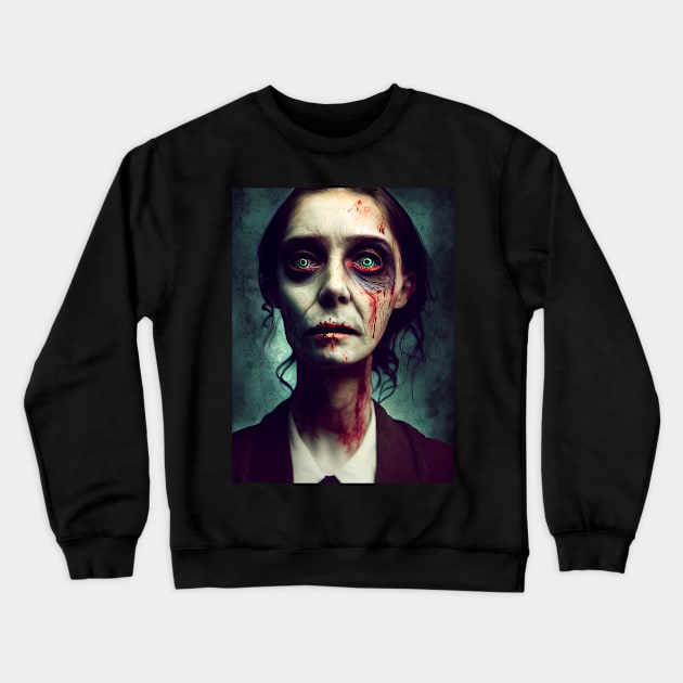 Zombie Teacher Portrait Crewneck Sweatshirt by Nysa Design